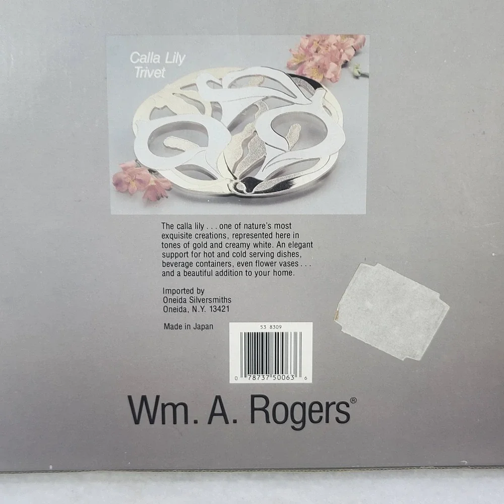 Wm A Rogers Calla Lily Trivet Metal Hot Plate Oneida‎ Japan Floral Decor